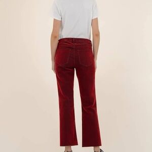 Kut from the Kloth High-Rise Flocked (Velvet-Like) Jeans in Deep Red
